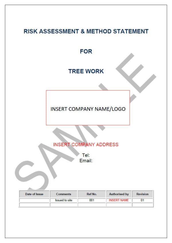 Risk Assessment & Method Statement for Tree Work