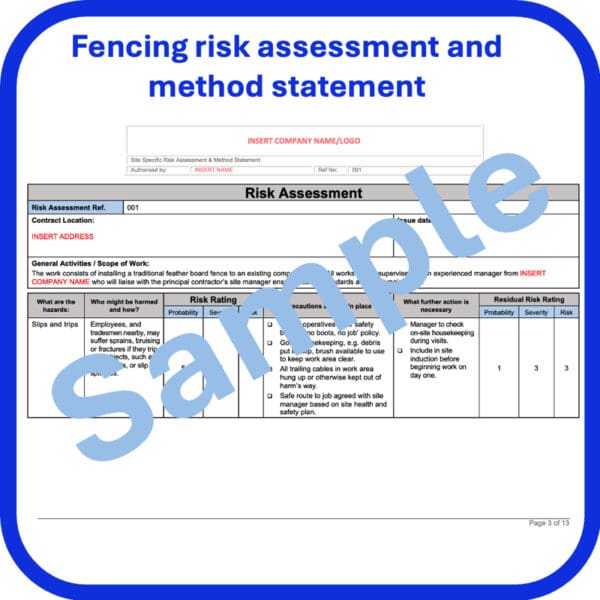 Feather board fencing risk assessment