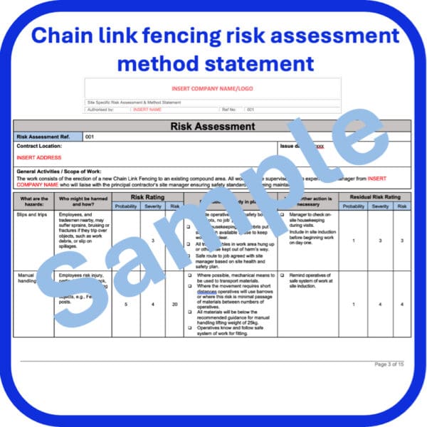 chain link fencing risk assessment