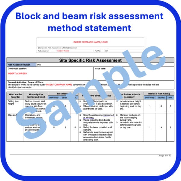 Installation block and beam risk assessment