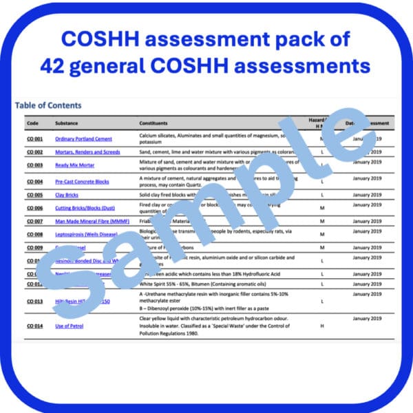 COSHH risk assessments pack