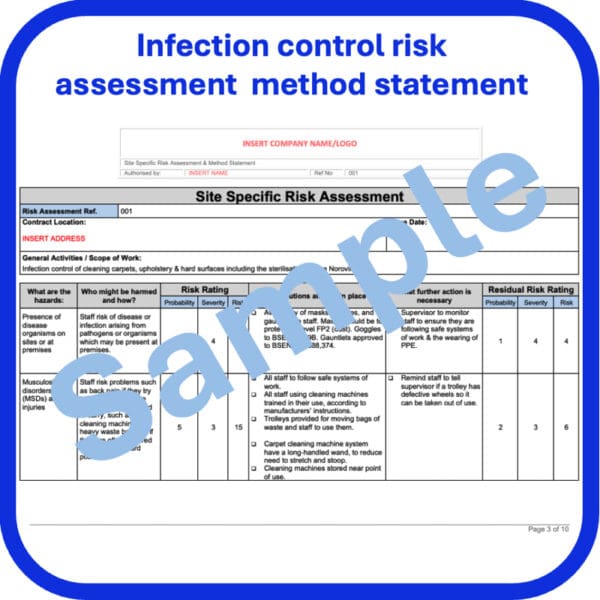 Infection control risk assessment method statement