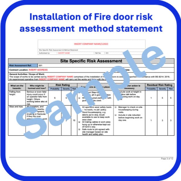 installation of fire doors risk assessment