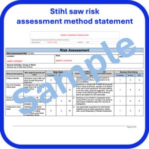 Stihl saw safe operating procedure risk assessment