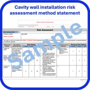 Cavity wall installation risk assessment method statement