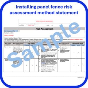 Installing panel fence risk assessment method statement