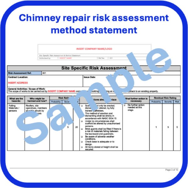 Chimney repair risk assessment method statement