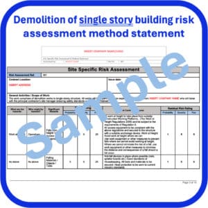 Demolition single storey building risk assessment method statement