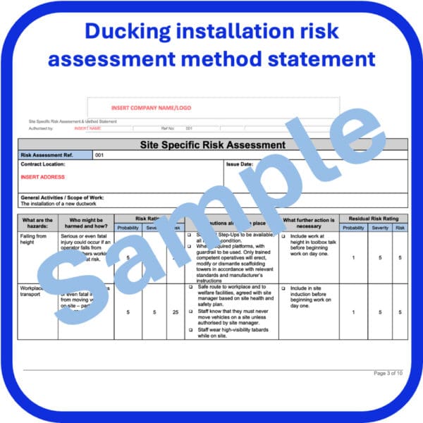 Ducting installation risk assessment method statement