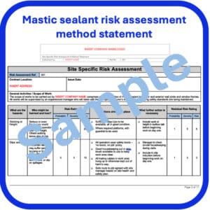 Mastic sealant risk assessment method statement