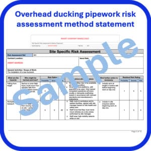 Overhead ducting pipework risk assessment method statement