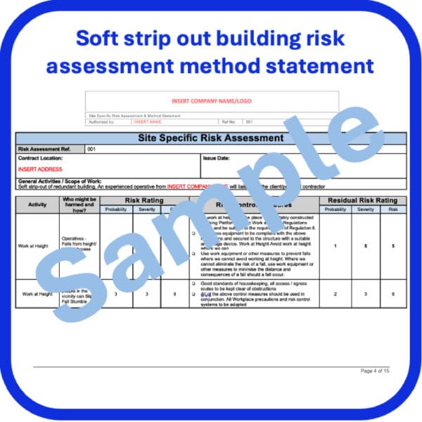 Soft strip out demolition risk assessment method statement