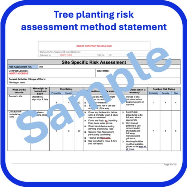 Tree planting risk assessment method statement