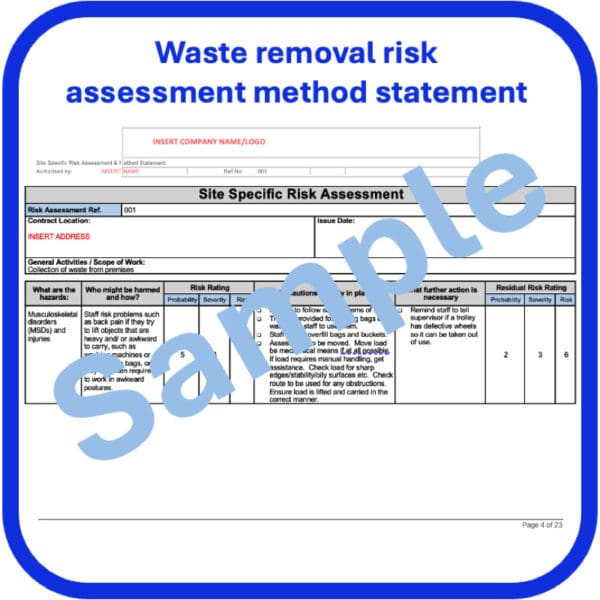 Waste removal risk assessment method statement