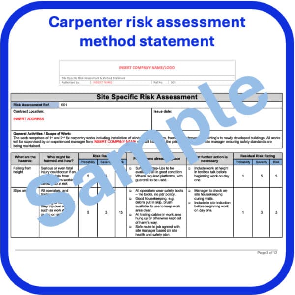 Carpentry risk assessment method statement