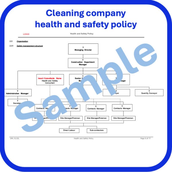 Cleaning company health and safety policy