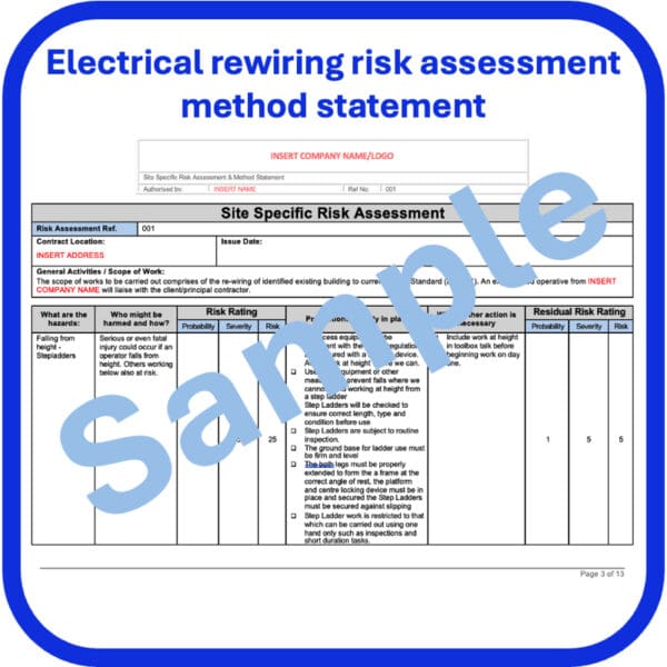 Electrical rewiring risk assessment method statement