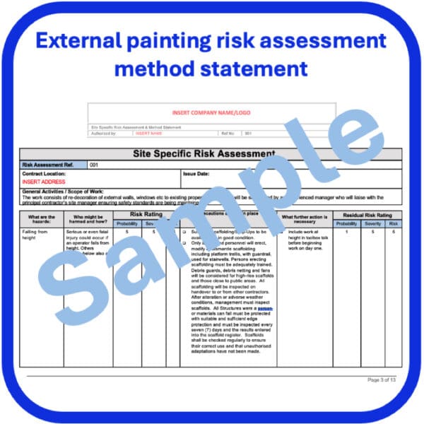 External painting risk assessment method statement