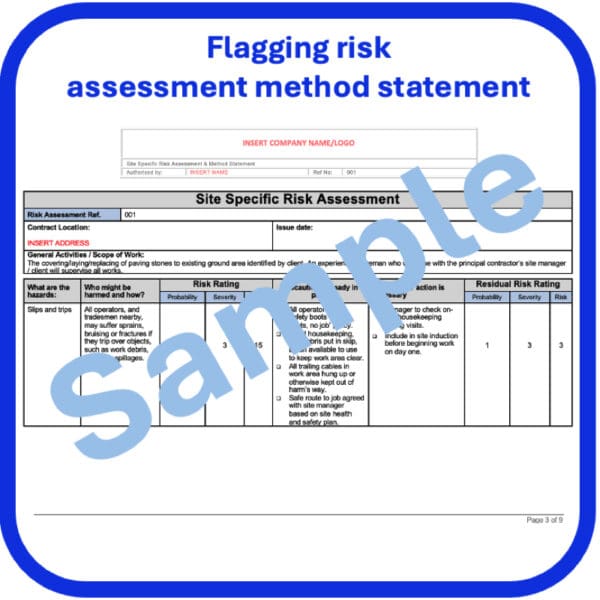 Flagging risk assessment method statement