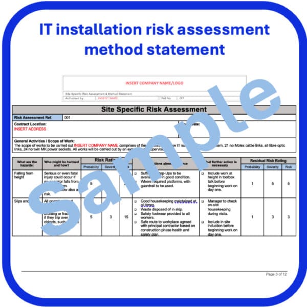 IT installation risk assessment method statement