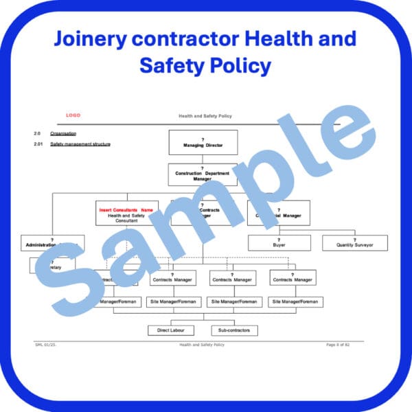 Joinery contractor health and safety policy