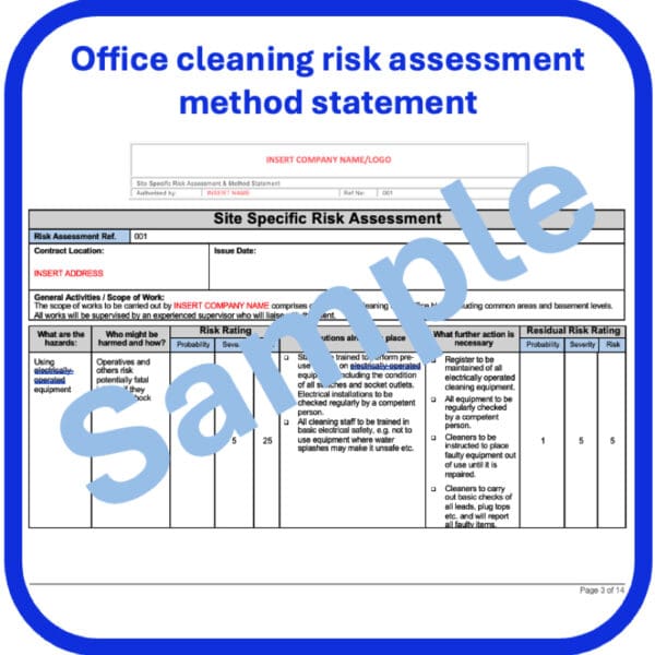 Office cleaning risk assessment method statement