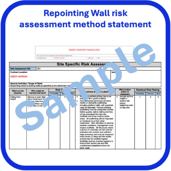 Pointing wall risk assessment method statement