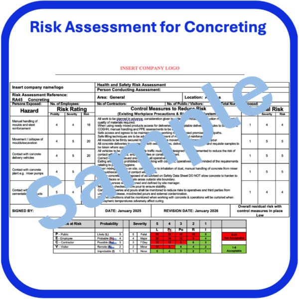 Risk Assessment for Concreting